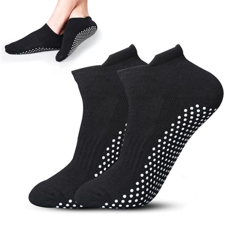 Yoga voor vrouwen Sokken Non-Slip Black Cotton Full Toe Sokken Yoga Sokken met handgrepen voor fitness, Pilates, Yoga, Zwangerschap, Ouders, Home,, Zwart