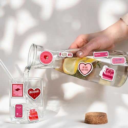 Pack of 60 Pink Book Stickers, Esthetische Stickers, Book Stickers, Book Stickers, Reading Stickers voor Laptops, Verzamelbare Albums, Waterflessen, Skateboards, Journaling 5