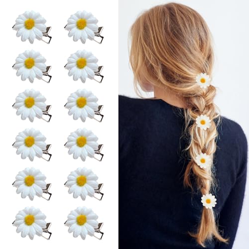 Bloem Haar Clips 12 st levensechte Daisy haar Clips mooie bloem haar Clips voor bruid meisje vrouw haar decoratie