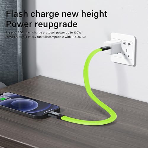 USB 3.2 Gen 2 snel opladen kabel, USB C naar USB C kabel, ondersteuning snel opladen 5A/100W, gegevensoverdracht bij 20Gbit/s, 8K video uitgang bij 60Hz, groen 4