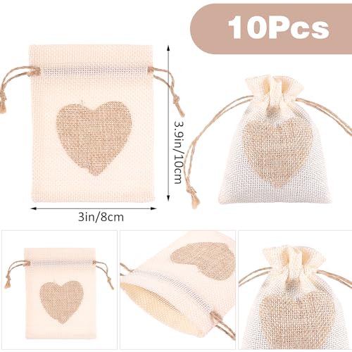 10 stuks katoenen zakjes klein, 10 × 8 cm zakken voor het vullen, jute zakken, kleine doek zakjes, geschenkzakjes, katoen zakken voor het verpakken van kleine promotiegeschenken, zeep (off white)