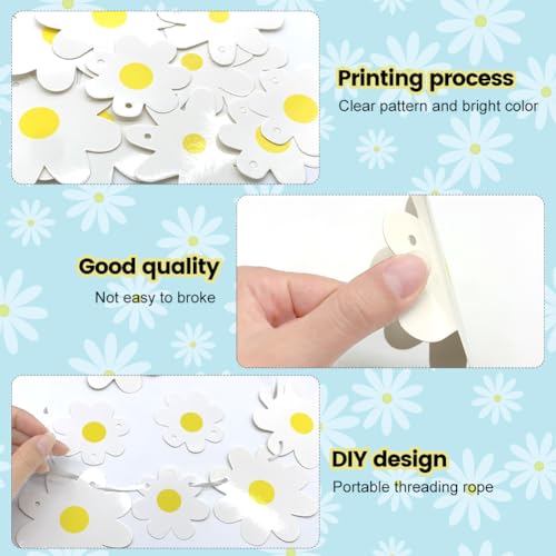 Daisy feest decoraties, 2 stuks leuke Daisy Banners en 2 stuks Foil Daisy Ballonnen Daisy Garland ballon Set voor baby douche, verjaardag Nursery Party Supplies 4