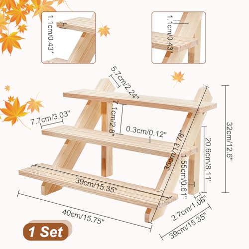 3-Tier Log Retail Oorbellen Display Riser, oorbellen Ring houder Verwijderbare Onafgewerkt Hout Retail sieraden kaart display Stand met Groove voor ambachten sieraden opslag display collectie, 39 x 40 x