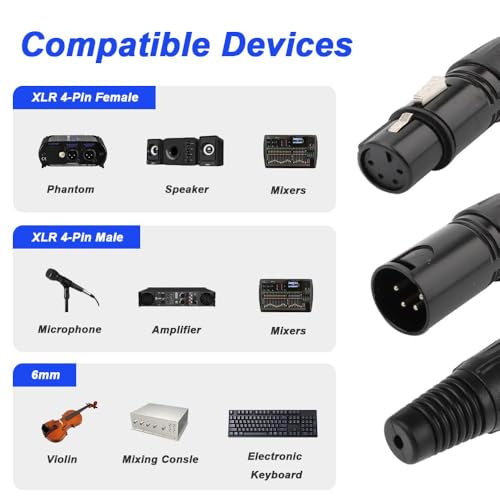4st Solder Connectors XLR 4 Pin Man/Vrouw Plug Microfoon Kabel, Microfoon Audio Jack, XLR Stereoplug (zwart) 5