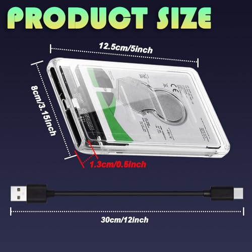 2.5" harde schijf Duidelijke externe behuizing, 6Gbps Hulpmiddelloze USB 3.0 naar SATA III harde schijf behuizing voor 7mm/9.5mm 2,5" HDD SSD met UASP