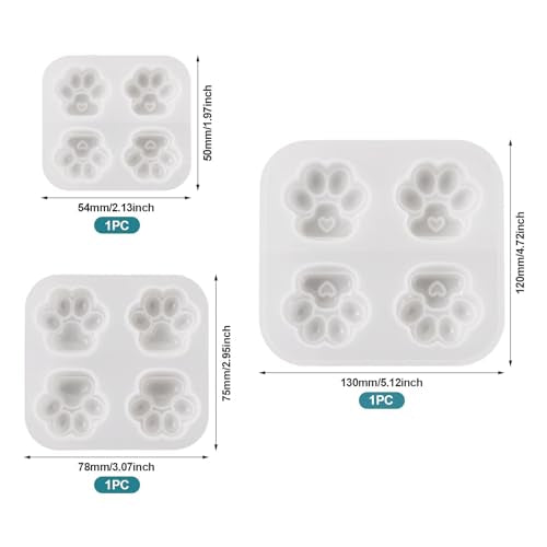3 stuks Paw Afdrukken Hanger Siliconen mallen Kat Honden Voeten Afdrukken Afgietsel Hars mallen Huisdier UV Epoxy harsvorm voor ambachten sieraden maken 3