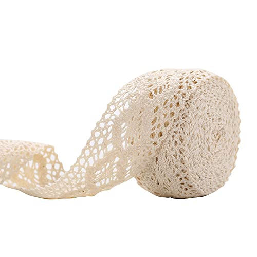 Vintage Decoratie Lace Ribbon 10m Katoenen Kant Trim Haak Lace Decoratieve Lint Stof Cadeaulint voor Naaien Ambachten Bruiloft Kerstmis Beige 4cm