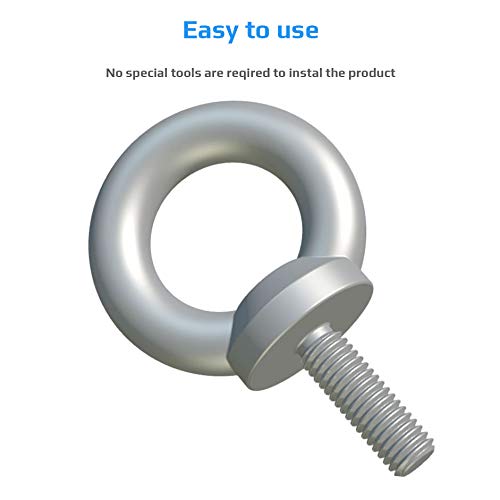 M10 Lifting Ring Eye Bolt, bevestigingsmiddelen, hijsbout met mannelijke draad, gegalvaniseerde gegalvaniseerde stalen ring Bolt, Ankeroog Bolt met luskop voor 10mm Nut/Washer DIN 580 (Pack of 4)