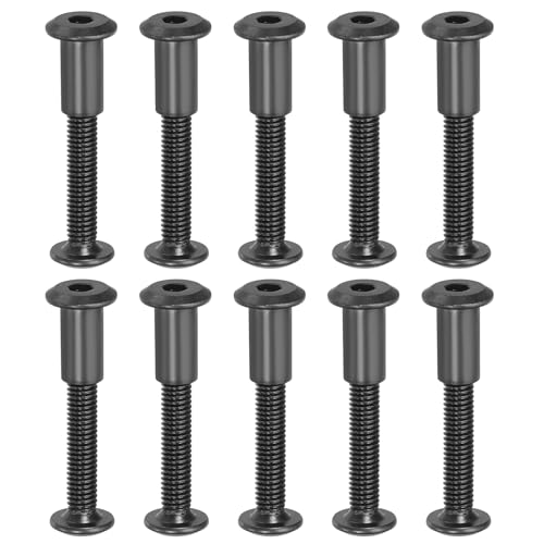 M6*35mm Hex Chicago Schroeven, 20 Sets Bindende Schroeven, Connection Hex Drive Bushing, Hood, Bolt Nuts voor Scrapbook Lederen Strap Foto Meubilair Reparatie Zwart