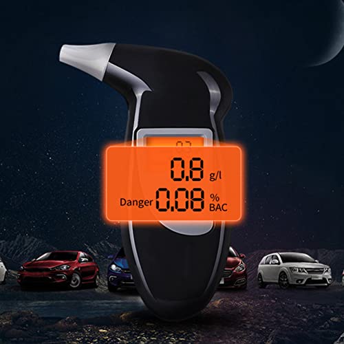 Blaas Alcohol Detector, Adem Alcohol Tester Zwarte draagbare gevoelige hoge nauwkeurigheid Air Blow Alcohol Tester met 5 Nozzles 3