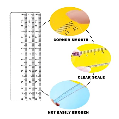 5 stuks Liniaal, 15 cm, Liniaal, Basisschool, Transparante Plastic Liniaal, Liniaal, Liniaal, 15 cm, Flexibel Transparant Meetliner voor School, Kantoor, Huishouden, Ingedrukt Centimeter Schaal 4