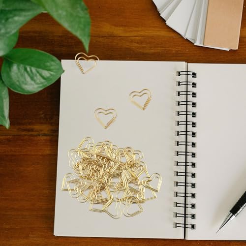 200st Gouden hartvorm Paper Clips, 2 maten Schattig Paper Clip Vorm Liefde Bloem Decoratieve Paper Clips voor ambachten Dagboeken Scrapbooking DIY Office School bruiloft Uitnodiging 5