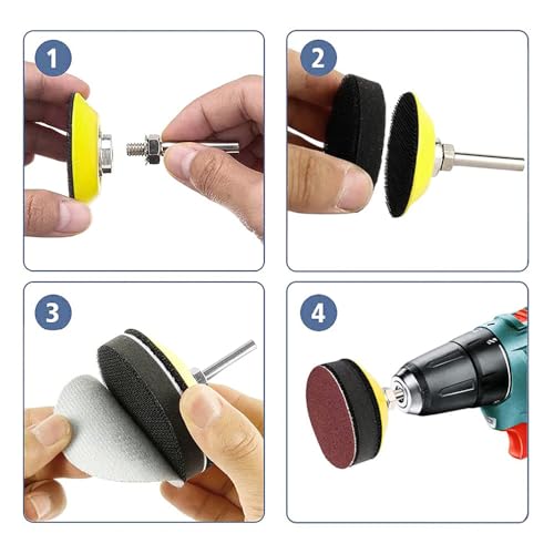 Zee 4 stuks Schuren Schuurschijven Pads Zachte Terug Velcro Pad voor 50mm Schuurschijven 1/4 Inch Shank Drill Bijlage Foam Layer Buffer Pad 5
