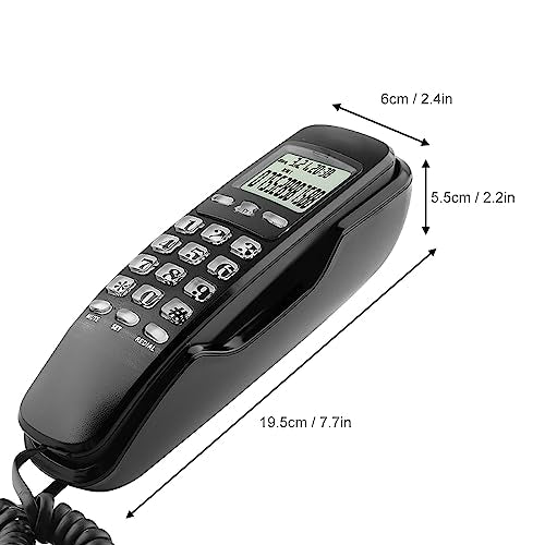 Mini Wall Mounted Vaste lijn Telefoon met LCD-beller ID voor Home Office Hotel, Bekabeld en draadloos, Geen AC vereist zwart (Yctzexskgdur5en-01)