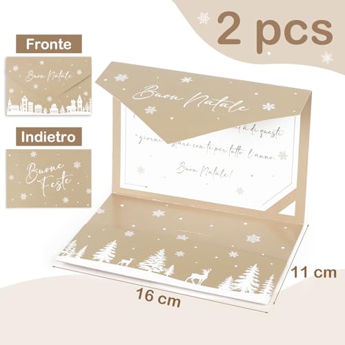 Kerstkaarten in het Italiaans met envelop, 11 x 16 cm, 2 stuks