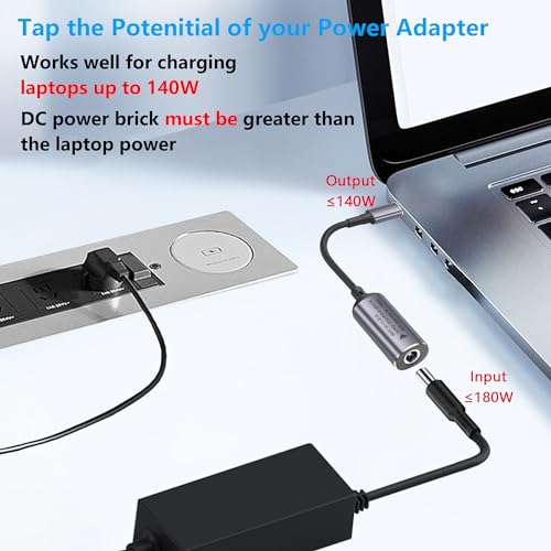 PD 140W DC5521 naar USB C-kabel DC 5.5mm x 2.1mm vrouwelijke invoer naar type C mannelijke stroomkabel met PD automatische identificatiechip, voor telefoons, tabletten, laptops (DC5521)