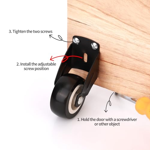 4 stuks 5cm Poort Wielen met 24 Schroeven, Anti-Sagging Deur Ondersteunen Gate Wielen Anti-Frictie Casters voor Houten Deuren en Meubilair 5