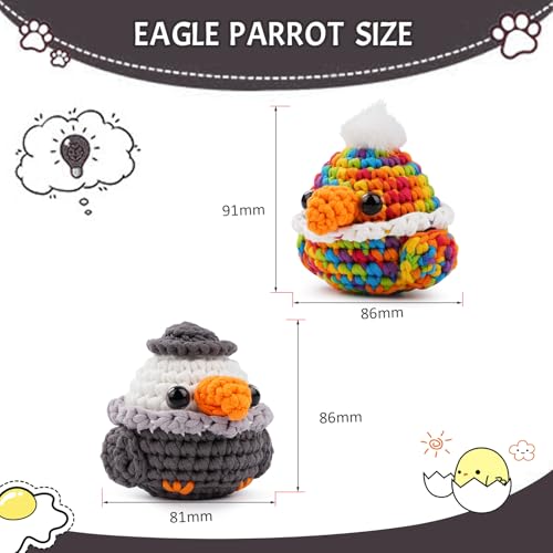 NesteldCrafts haak Set, Complete haak Set voor beginners en volwassenen, Breiset, Zachte garen, IJs Stripe lijn, Gift voor verjaardag, Stap-voor-stap Video instructies (Adelaar, Parrot) 3