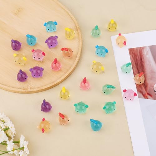 36 st. Mini Resin Axolotl Miniatuur Dinosaurus Figurines, Glow in the Dark Small Animal Figures Verberg kleine lichtgevende Charm Ornament voor DIY Home Tuin Decor (6 kleuren, 2 stijlen) 3
