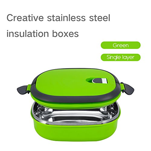 Draagbare Lunchdoos, Hot Lunch Box, Lunchdoos, Stapelbare Lunchdoos, Isolatie, Thermocontainer, Voedselcontainer, Luchtdichte Lagen met Handvat (Groen, 1 Capas) 3