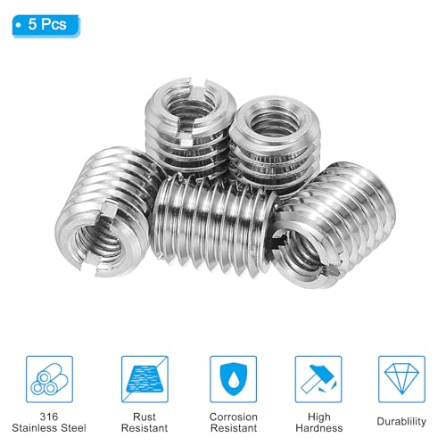 Thread Adapter Roestvrij staal 316 Reducer Nut 5 st M10 x 1,5 Male to M6 x 1 Female Feed Nut voor Reparaties, Reducer, 12mm 3