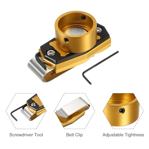 Biljart Magnetische Chalk houder, Ronde Aluminium Pool Biljart Cue Chalk Tip Case met riem Clip voor Snooker Sport Accessoires, Goud Zwart 3