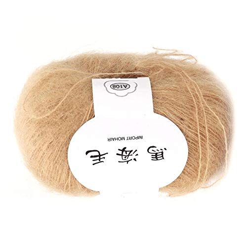 Wol garen voor breien, zacht mohair breien Angora lange wol garen DIY sjaal gehaakt garen geleverd (met een haak) khaki 5