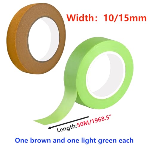 Deklint 2 Rolls 10 mm x 50 m voor schilderen, ambachten en ambachten, lichtgroen en bruin