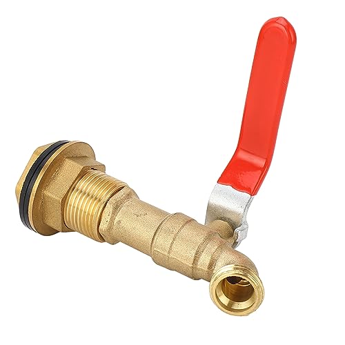 Brass Barrel Faucet, Rain Barrel Faucet 1/2 Inch Quarter Turn Brass Valve Faucet met Bulkhead voor Water Tanks Pools, Balven 3
