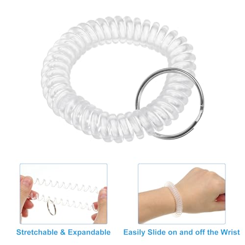 Spiral Pols Coil Keychain, Plastic Stretchy polsband polsband sleutelhanger houder voor Outdoor Sport Fitnessruimte Zwembad Sauna 3