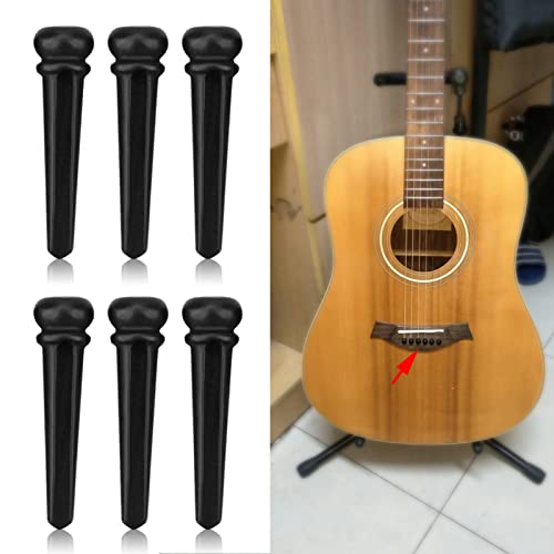 6Pcs Ebony Bridge Pins Strijkers Nail Pins met Abalone Shell voor akoestische Volksgitaren Accessoires