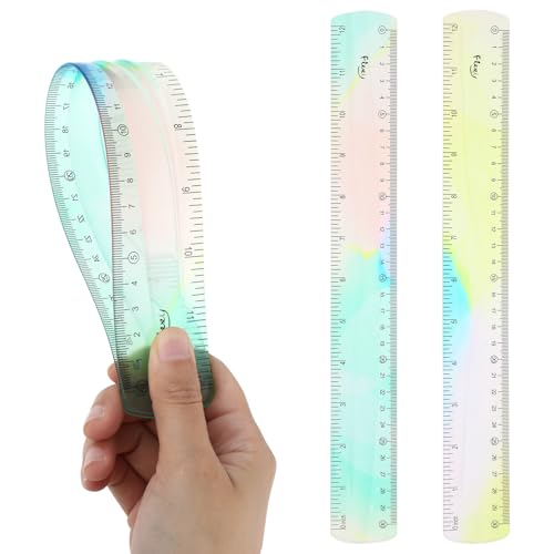 2Stuks flexibele regelaar 30cm - transparant Plastic Shatterproof met zachte rand, Buigbaar en flat voor school, klaslokaal, thuiskantoor
