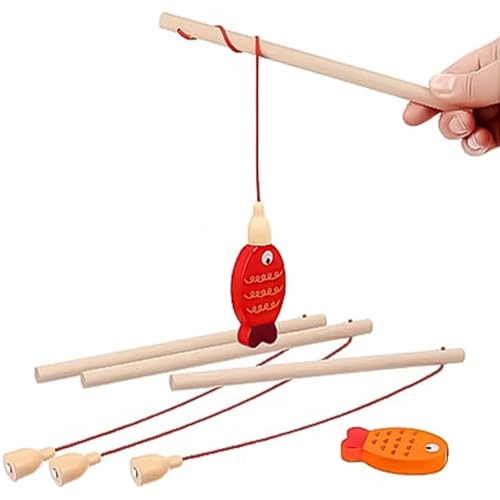 10 st Houten magnetische hengel Magnetische hengel houten magnetische visspel, geschikt voor peuter meisjes en jongens 5
