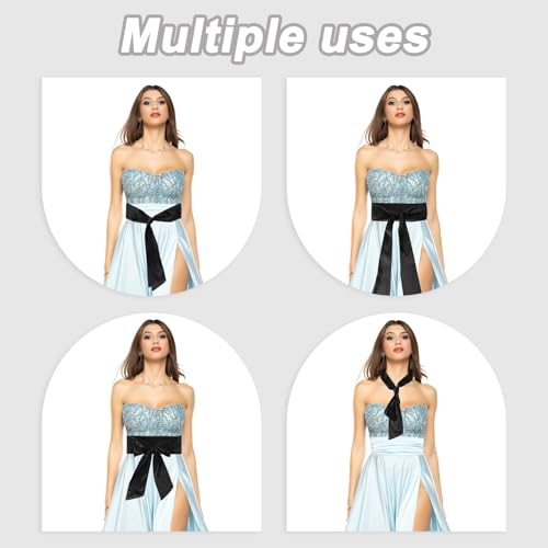 Satin Sash Belt, 2 stukken bruiloft bruidsfeest blank satin waist riemen bal accessoire voor afstuderen verjaardag decoratie DIY accessoire Homecoming, licht blauw, licht blauw, licht blauw 3