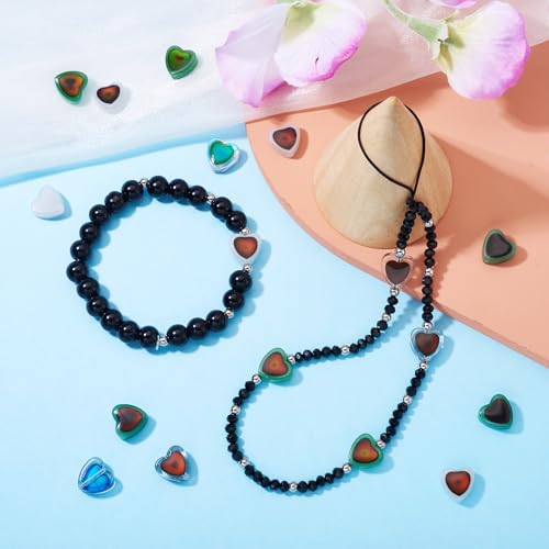50 stuks hartglas kralen Twee Toon Temperatuur Gevoelige kleur veranderende kralen 12mm Sweetheart Crystal kralen voor sieraden armband Vrouwen DIY oorbellen ketting ambachtelijk