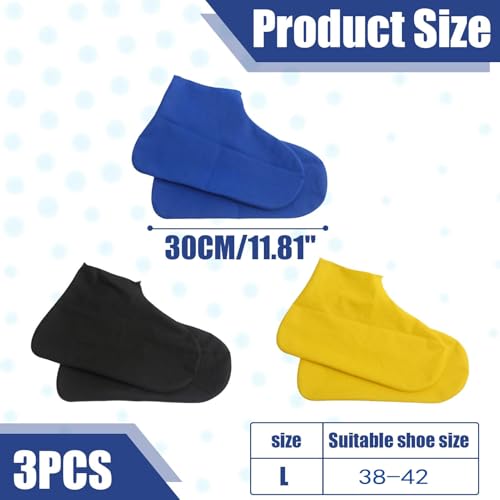 Schoenhoes, waterdicht, 3 Pairs Silicone Overschoenen, Non-Slip Herbruikbaar voor Outdoor, Regen, Snow, Muddy Road, EU Shoe Size (38-46)