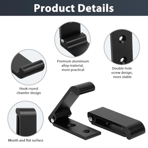 Pack van 6 Garderobe Hooks Schroefhaken Akoestische Panel Hooks Slaapkamer Woonkamer Badkamer Muurhaken voor Jassen Hoed Garderobe Metal 3 Inch zwart 3