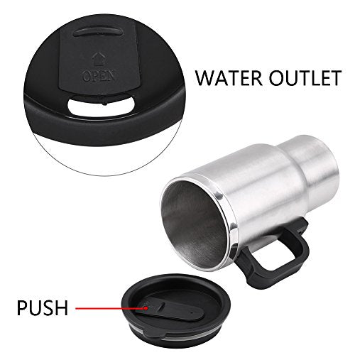 12v 450ml Auto Verwarming Cup Elektrische Smart Verwarmde Koffie Cup, Travel Mugs Drinken Waterfles Snelle kokend water Verwarming (zwart en zilver) 3