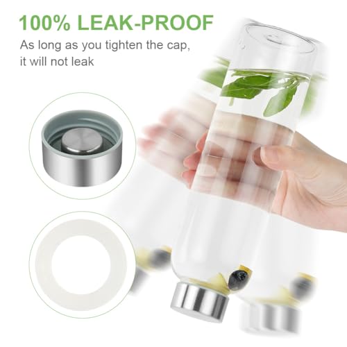 Glass Waterfles, 550ml Borosilicaat, BPA-vrij, Leak-Proof, Modern, Herbruikbaar, Cilindrisch, Non-slip, Wandelen, Reizen, Sport, Huis, Kantoor, School, Heet, Koude Dranken 5