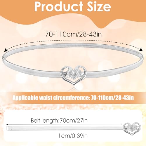 Vrouwen Skinny Metal Waist Belt, Elastic Heart Shaped Rhinestone Kettinggordel Crystal touwgordel voor jurk 3