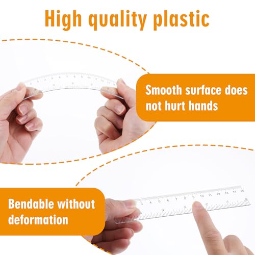 3 stuks Liniaal 15cm, Transparante Plastic Liniaal Flexibele Precisie Liniaalset Basisschool Transparant Meetliner Plastic Liniaal voor Schoolkantoor Huishouden 4