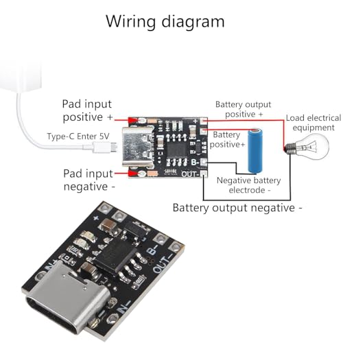 5st TP4057 USB C lithium batterij oplaadbord 1A 3.7V met bescherming USB C Li-Ion batterij oplaadbord 3