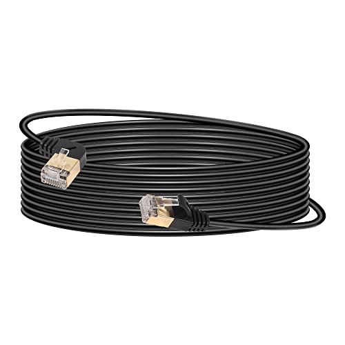 RJ45 Cat8 Ethernet Cable, 16 Foot 90 Degree Plug to Plug High Speed Cat8 Network Cable, 40 Gbit/s 2000MHz SFTP Patch Kabel voor Router Modem Server (Rechts)