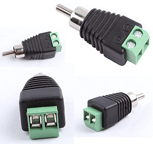 20Pcs RCA Plug Adapter Kit (10x Plug/10x Bus naar 2 Pin Terminal Blok) voor audio, Videokabel, CCTV Camera, Speaker