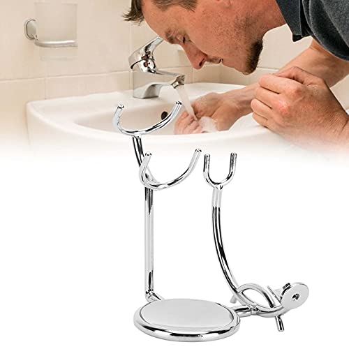 Handmatige scheerstand, scheerkwast schaal Stand Galvaniseren Metalen scheerstand Luxe RVS scheerstand voor veiligheid scheerkwast Verleng het leven van 3
