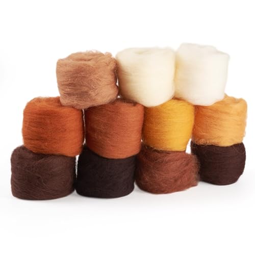 55G naald vilten wol bruine wol roving garen hand spinning voor arm breien Beginners vilten dieren mengen weven DIY Ambacht