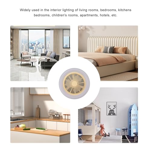 Plafondventilator met LED-lampen, E27 2400LM 3000K tot 6000K 3 Kleuren Dimmen LED plafondventilator met 3 snelheden, 10.2 Inch LED plafondventilator voor slaapkamer, keuken 3