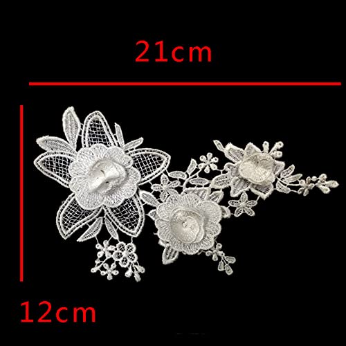 Kantborduren Driedimensionale borduursels DIY Lace Accessoires Applique Drijvende Bloemen Borduur Kant Toepassing Naai Bloemen Stof Collar Patches voor DIY Decoratie Donker Groen