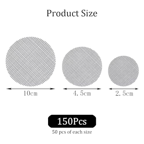 150 Stuks Bloempot Mesh Pads, Plastic Mesh Sheet, Ademende Plant Pot Bottom, Ronde Plant Potten, Pad, Tuinieren, Bloem Pot, Gat, Mesh Mat om bodemverlies Drainage Screens voorkomen (Zwart)