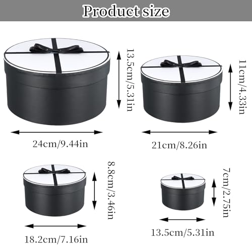 4 stuks ronde dozen, ronde kartonnen dozen, ronde dozen met deksels, kleine ronde papieren dozen voor het opslaan van accessoires, bruiloft, verjaardag, partij